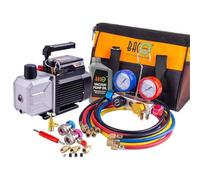 BACOENG Bomba de Vacío Aire Acondicionado con Manometros de 4 vías, Kit Carga Aire Acondicionado Coche Ideal para HVAC/Auto AC Diagnósticos R134A R410A R407C