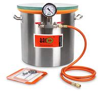 BACOENG Cámara de Vacío 19 L, Acero Inoxidable Cámara de Vacío con Tapa de Vidrio Templado, Especialmente para Estabilizar Madera