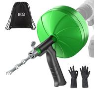 BACOENG Desatascador Tuberias Profesional con Barrena Pesada de 15 M, Alambre Desatascador Tuberias con Adaptador de Taladro - Se Adapta a Casi Todos los Desagües, con Guantes Incluidos, Verde