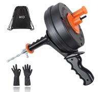 BACOENG Desatascador Tuberias Profesional con Barrena Pesada de 7,5 M, Alambre Desatascador Tuberias con Adaptador de Taladro - Se Adapta a Casi Todos los Desagües, con Guantes Incluidos