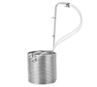 BACOENG Enfriador de Mosto 3/8" x 15m, Enfriador de Especias en Acero Inoxidable con 2 x 150 cm Manguera, Espiral de Enfriamiento para Mosto de Cerveza