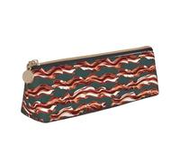 Bacon - Estuche de piel con diseño triangular multifuncional para cosméticos y artículos de papelería portátil