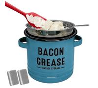 Bacon Grease Container - Stainless Steel Oil Container | Grease Saver, With Strainer, 1.4L Stainless Steel Oil Containers, Pot Fat Storage With Lid, Easy Grip Handle Suitable For Storing Frying Oils