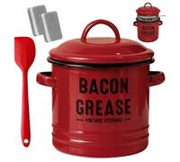 Bacon Grease Container - Stainless Steel Oil Container | Grease Saver, With Strainer, 1.4L Stainless Steel Oil Containers, Pot Fat Storage With Lid, Easy Grip Handle Suitable For Storing Frying Oils