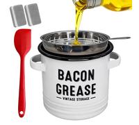 Bacon Grease Container - Stainless Steel Oil Container | Grease Saver, With Strainer, 1.4L Stainless Steel Oil Containers, Pot Fat Storage With Lid, Easy Grip Handle Suitable For Storing Frying Oils