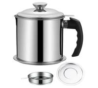 Bacon Grease Container With Strainer | 44oz Large Capacity With Lid Handle