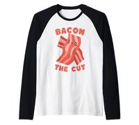 Bacon The Cut Funny Kawaii Juego de Palabras para el Desayuno Camiseta Manga Raglan