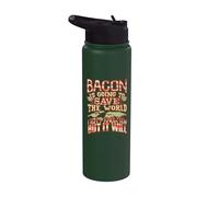 Bacon va a salvar el mundo Diseño de comida divertida Stainless Steel Insulated Water Bottle