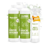 BactoDes - Eliminador de Olor Mascota 3L Concentrado con Botella mezcladora en Spray - Potente Limpiador enzimático Efecto biomicrobiano - Eliminador de Olor Mascotas para orina de Gato, Perro, etc