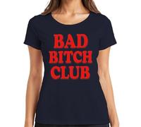 Bad Bitch Club - Camiseta para mujer con texto en alemán, azul marino, L