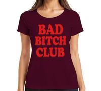 Bad Bitch Club - Camiseta para mujer con texto en alemán, granate, M