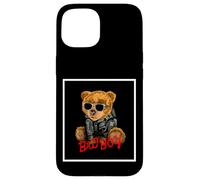 Bad Boy Funny Teddy Bear Illustration Graphic Design Style Carcasa para iPhone 15