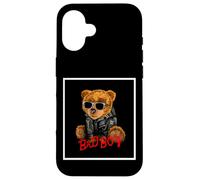 Bad Boy Funny Teddy Bear Illustration Graphic Design Style Carcasa para iPhone 16