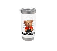 Bad Boy Tee Shirt, Funny Teddy Bear Graphic Design Style Fun Vaso térmico de acero inoxidable de doble pared