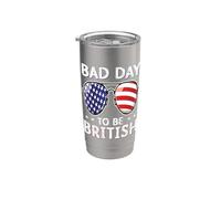 Bad Day To Be British Funny 4th Of July For Men Women Vaso térmico de acero inoxidable de doble pared