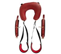 BAD KITTY - Cojín de cuello con grillete combinado, con correas para los muslos y esposas extraíbles, acolchado suave, piel sintética, negro/rojo, BDSM Bondage Position Games
