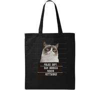 Bad Kitty Funny Cat - Taza de algodón ecológico natural, color negro, Black, Talla única