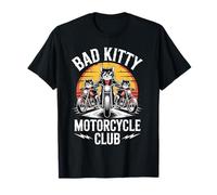 Bad Kitty Motorcycle Club Sarcástico Gatito y Motobike Camiseta