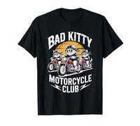 Bad Kitty Motorcycle Club Sarcástico Gatito y Motobike Camiseta
