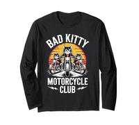 Bad Kitty Motorcycle Club Sarcástico Gatito y Motobike Manga Larga