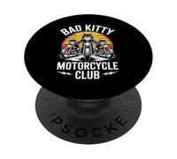 Bad Kitty Motorcycle Club Sarcástico Gatito y Motobike PopSockets PopGrip Adhesivo