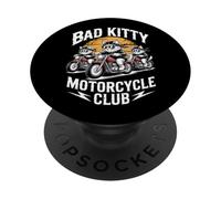 Bad Kitty Motorcycle Club Sarcástico Gatito y Motobike PopSockets PopGrip Adhesivo