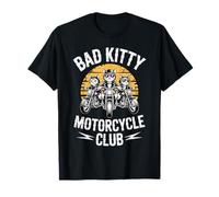 Bad Kitty Motorcycle Club Sarcástico Gatito y Motocicleta Camiseta