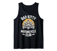 Bad Kitty Motorcycle Club Sarcástico Gatito y Motocicleta Camiseta sin Mangas