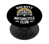 Bad Kitty Motorcycle Club Sarcástico Gatito y Motocicleta PopSockets PopGrip Adhesivo