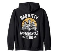 Bad Kitty Motorcycle Club Sarcástico Gatito y Motocicleta Sudadera con Capucha
