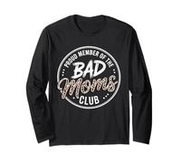 Bad Mom Club Funny Proud Member Leopard Mom Mother Day tee Manga Larga