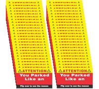 Bad Parking Stickers - Señal de advertencia falsa de boleto de estacionamiento, 50 tarjetas divertidas con texto en inglés "You Parked Like an Idiot", tarjetas de visita de malas notas, accesorios de