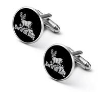 Bad to The Bone - Gemelos de moda con diseño de ciervo de cola blanca para hombre, juego de gemelos clásicos para bodas y negocios, 1.7cm, Metal, No es una piedra preciosa