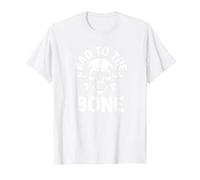Bad to The Bone Skeleton Rocker Rebel Biker Actitud Camiseta, Hombre, Blanco, XL