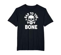 Bad to The Bone Skeleton Rocker Rebel Biker Actitud Camiseta, Hombre Tallas Grandes, Negro, 6X Alto
