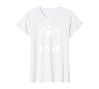 Bad to The Bone Skeleton Rocker Rebel Biker Actitud Camiseta, Mujer, Blanco, 3XL
