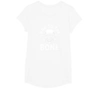 Bad to The Bone Skeleton Rocker Rebel Biker Actitud Camiseta, Niñas, Blanco, Mediano