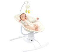 Badabulle Balancín eléctrico bebé lateral Buddy Cream - 3 velocidades de balanceo - 8 canciones de cuna - Arco de juego - Garantía de por vida