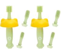 Badabulle Cepillo de Dientes Silicona Suave - Mango Ergonómico - Evolutivo 3 puntas intercambiables - De 6 a 18 m (Paquete de 2)
