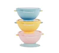 BADABULLE Lote de 3 cuencos Funcolors Bowls con tapas y 1 ventosa antideslizante, 330ml