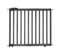 Badabulle Puerta extensible para bebés Deco Pop, negra, de madera, 63 a 106 cm de ancho, puertas y escaleras ajustadas a presión o atornilladas para bebés