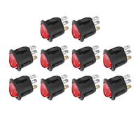 Badafaci 10 Interruptores Basculantes Redondos de 3 Pines con Luz Roja para Equipos Industriales, Electrodomésticos, Interruptor Basculante KCD1, Mini Reemplazo de Alimentación a Presión