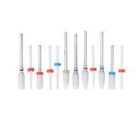 Badafaci Broca de Cerámica, Material Cerámico de Primera Calidad, Vida útil 10 Veces Más Larga, Juego de Herramientas para el Cuidado de Uñas de 12 Piezas para Manicura y Pedicura