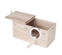 Badafaci Casa para Pájaros Caja de Madera para Cría de Pájaros Caja Nido de Madera 29 X 14,7 X 14,7 Cm con Apertura de Metal Cubierta Soporte de Percha de Acceso para Cacatúa Periquito Loro Agapornis