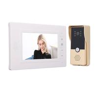 Badafaci de Videoportero con Cable, Monitor LCD en Color de 7 Pulgadas con Cámara HD Gran Angular de 120 Grados, Diseño Nocturno, Resistente a la Lluvia, para Seguridad en (Enchufe europeo AC100-240V)