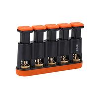 Badafaci Ejercitador de Dedos, 5 Teclas de Presión con 2 Soportes para Llaves y Botones Cómodos, Estructura de Resorte para Piano, Guitarra y Entrenamiento de Fuerza de los Dedos (ORANGE)