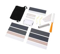 Badafaci Kit de Mantenimiento de Trastes de Guitarra de 18 Piezas, Aluminio y Acero Inoxidable, Juego de Herramientas Eficiente con Viga Niveladora y Balancín de Traste para Guitarras Bajos Eléctricos