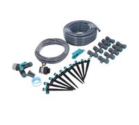 Badafaci Kit de Riego por Goteo de 10 M, Componentes de PVC, Gran Cobertura, de Riego con Boquilla Ajustable para Césped, Jardines e Invernaderos