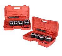 Badafaci Kit de Roscado de Tuberías Herramienta Manual de Roscado de Tuberías con Hierro Fundido Maleable 4 Troqueles 1 2 3 4 1 Pulgadas Cabeza de Trinquete Compacta para Instalación de de Plomería