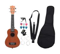 Badafaci Kit para Principiantes de Ukelele, Ukelele Soprano de Caoba Maciza de 21 Pulgadas con Afinador, Correa para Púas, Instrumento Acústico de 4 Cuerdas para Adultos, Lecciones de Práctica de